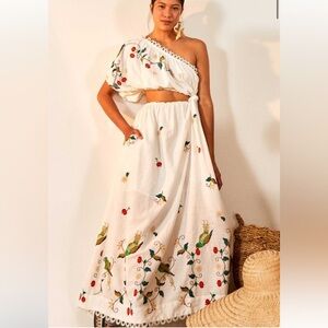 BNWT Stunning Farm Rio Pitanga Embroidered One-Shoulder Maxi Dress